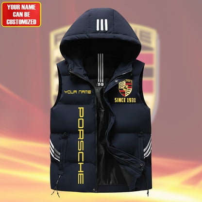 Personalized Pors Sleeveless Puffer Jacket With Hood Q251004