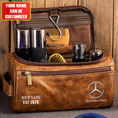 Personalized Merc Vintage Leather Toiletry Bag