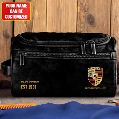 Personalized Pors Vintage Leather Toiletry Bag