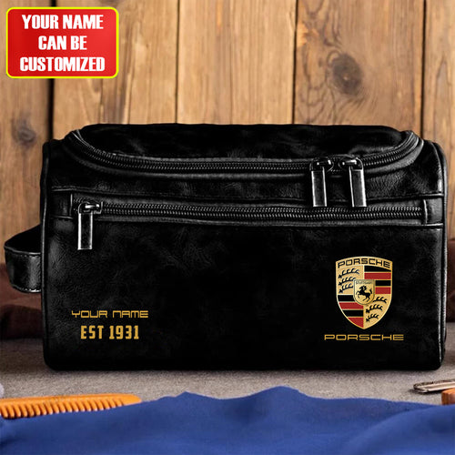 Personalized Pors Vintage Leather Toiletry Bag