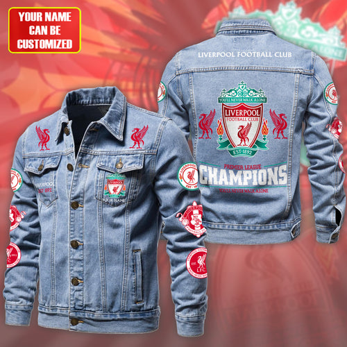 Personalized Lvp Champions Denim Casual Jacket , Cotton Jeans Jackets