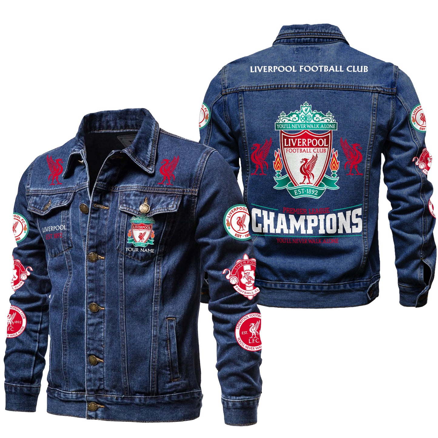 Personalized Lvp Champions Denim Casual Jacket , Cotton Jeans Jackets