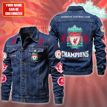 Personalized Lvp Champions Denim Casual Jacket , Cotton Jeans Jackets