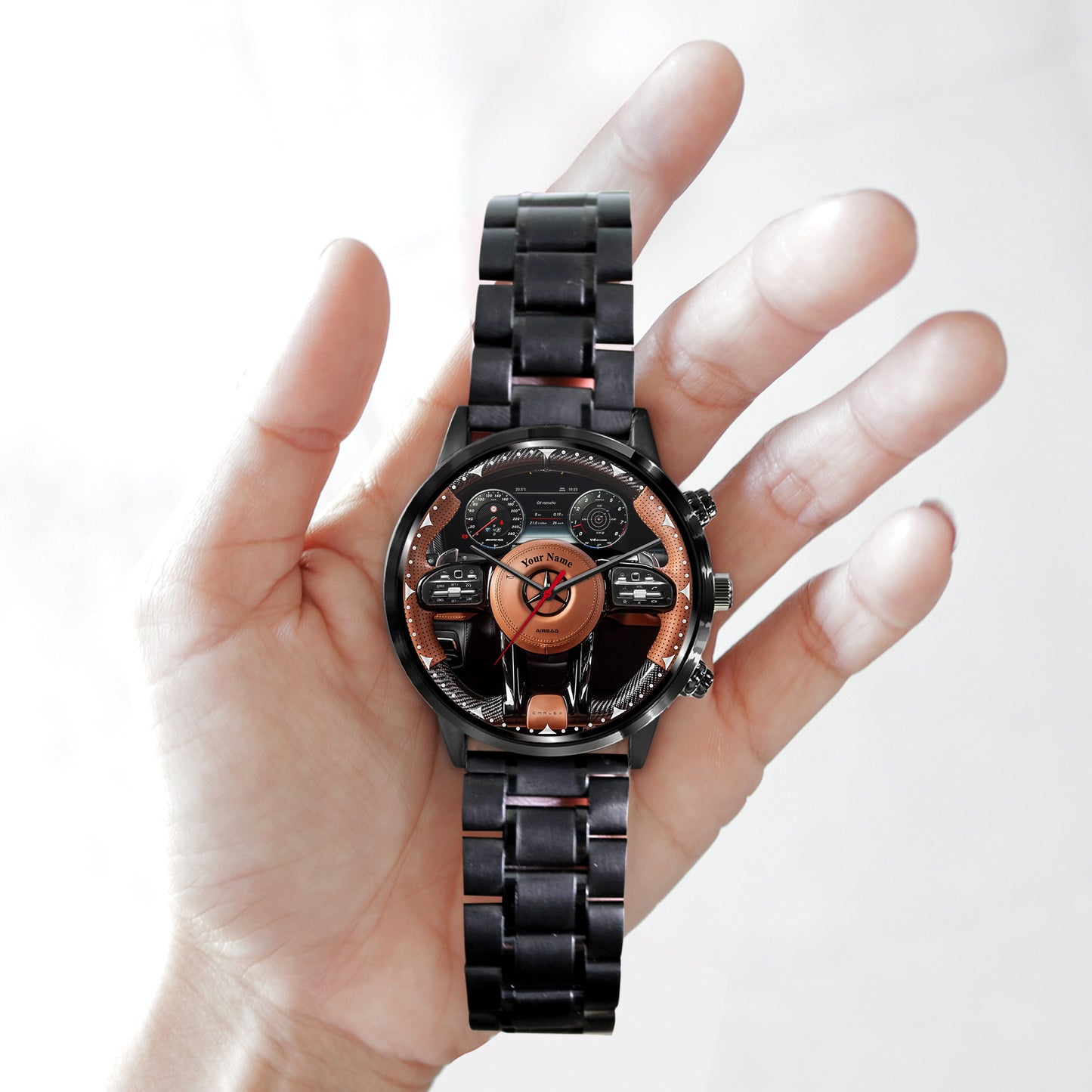 Personalized Mercedes Wooden Interior Stainless Steel Watch