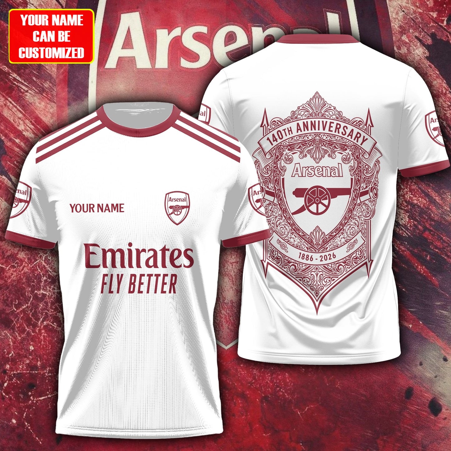 Personalized Arsenal 140 Years Aniversary 3D Full Printing Set , Arsenal Shirt , Zipper Polo, Hoodie , Short , Polo ,hawaii V2