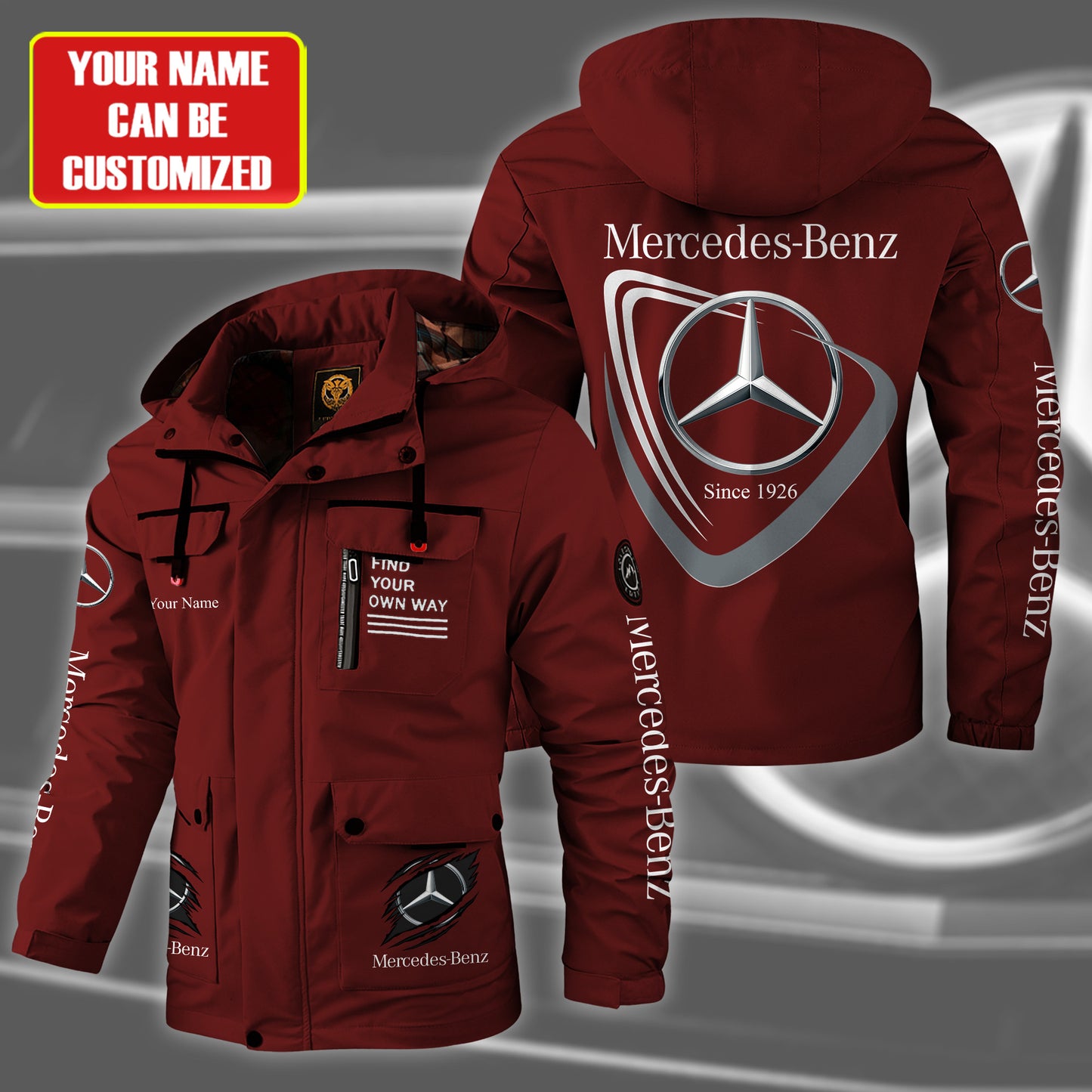 Personalized Merc EST 1926 Windbreaker Hooded Jacket
