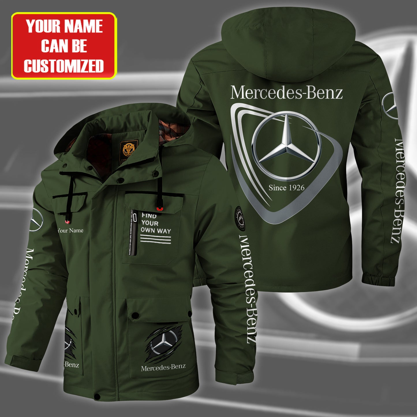 Personalized Merc EST 1926 Windbreaker Hooded Jacket