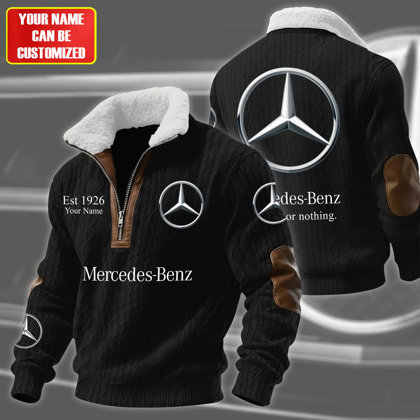 Personalized Merc Zip-Up Fur Collar Sweatshirt