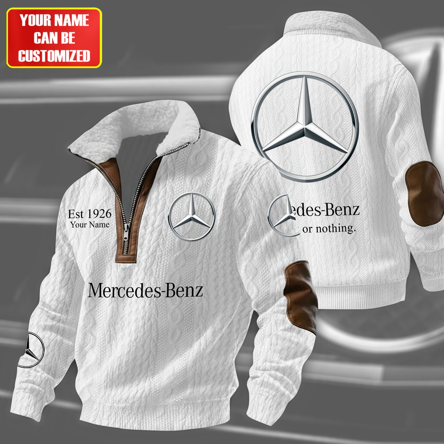Personalized Merc Zip-Up Fur Collar Sweatshirt