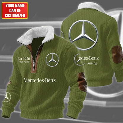 Personalized Merc Zip-Up Fur Collar Sweatshirt