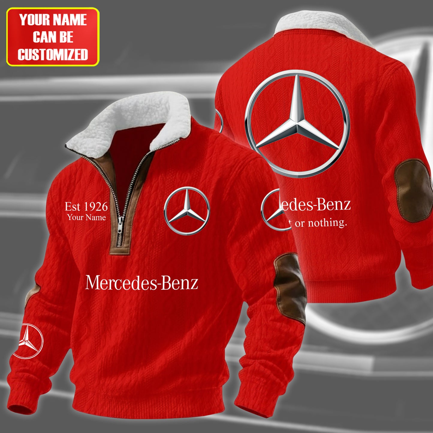 Personalized Merc Zip-Up Fur Collar Sweatshirt