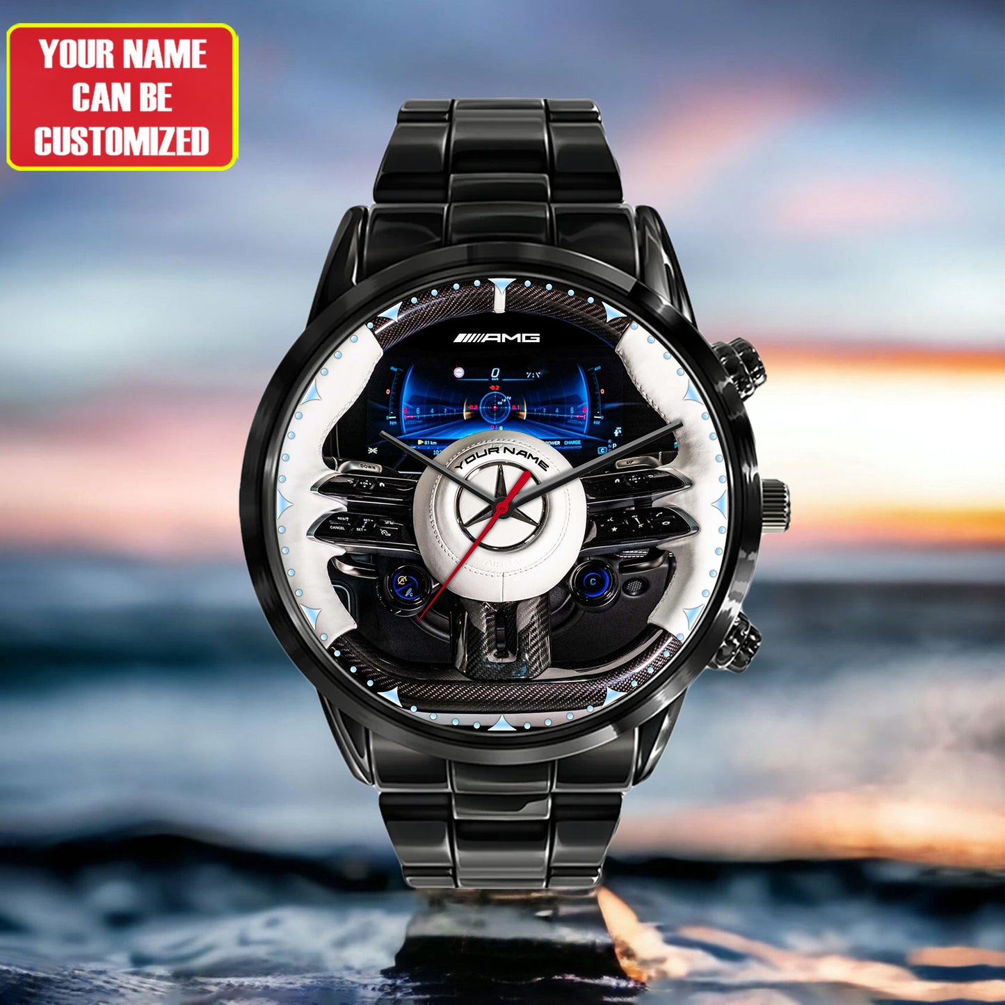 Personalized Merc AMG Brabus Cockpit Luxury Stainless Steel Watch