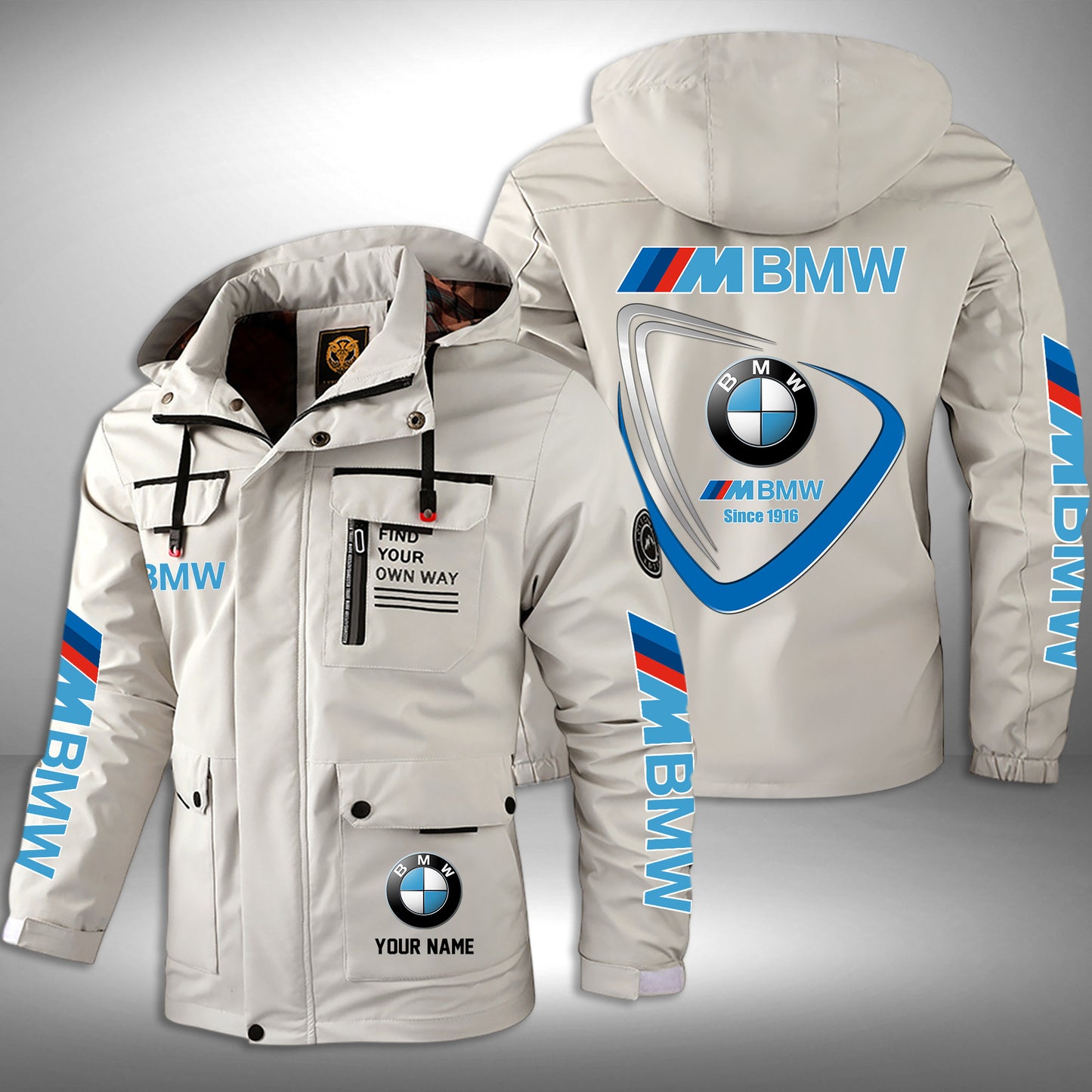 Personalized BW Since 1916 Windbreaker Hooded Jacket