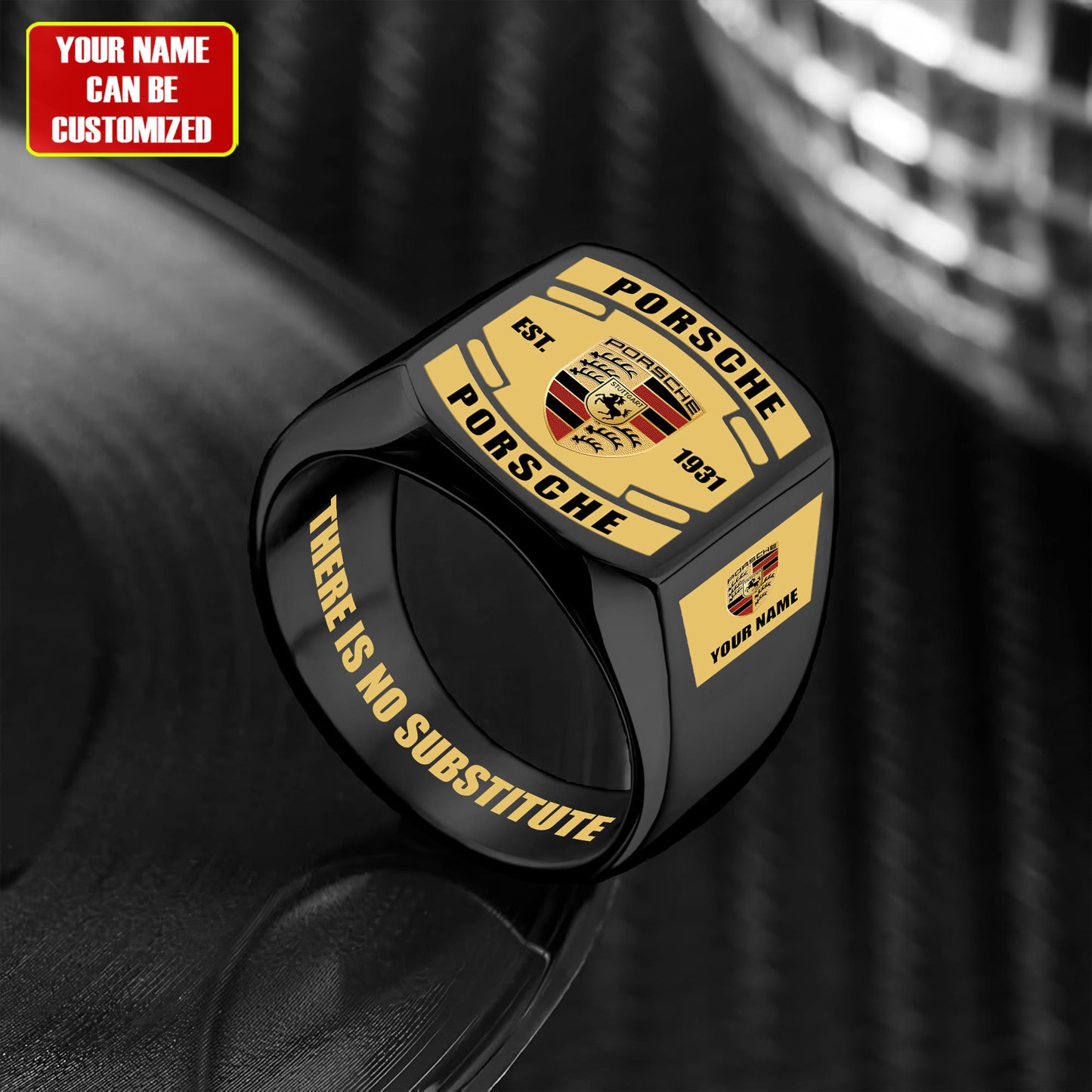 Porsche Custom Name Classic Design Ring