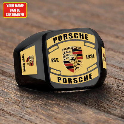 Porsche Custom Name Classic Design Ring