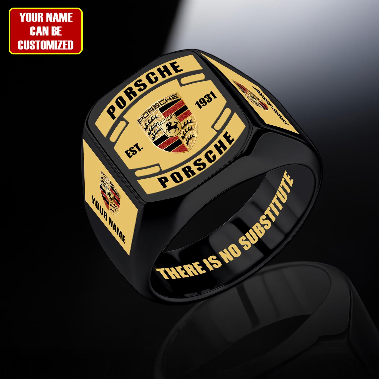 Porsche Custom Name Classic Design Ring