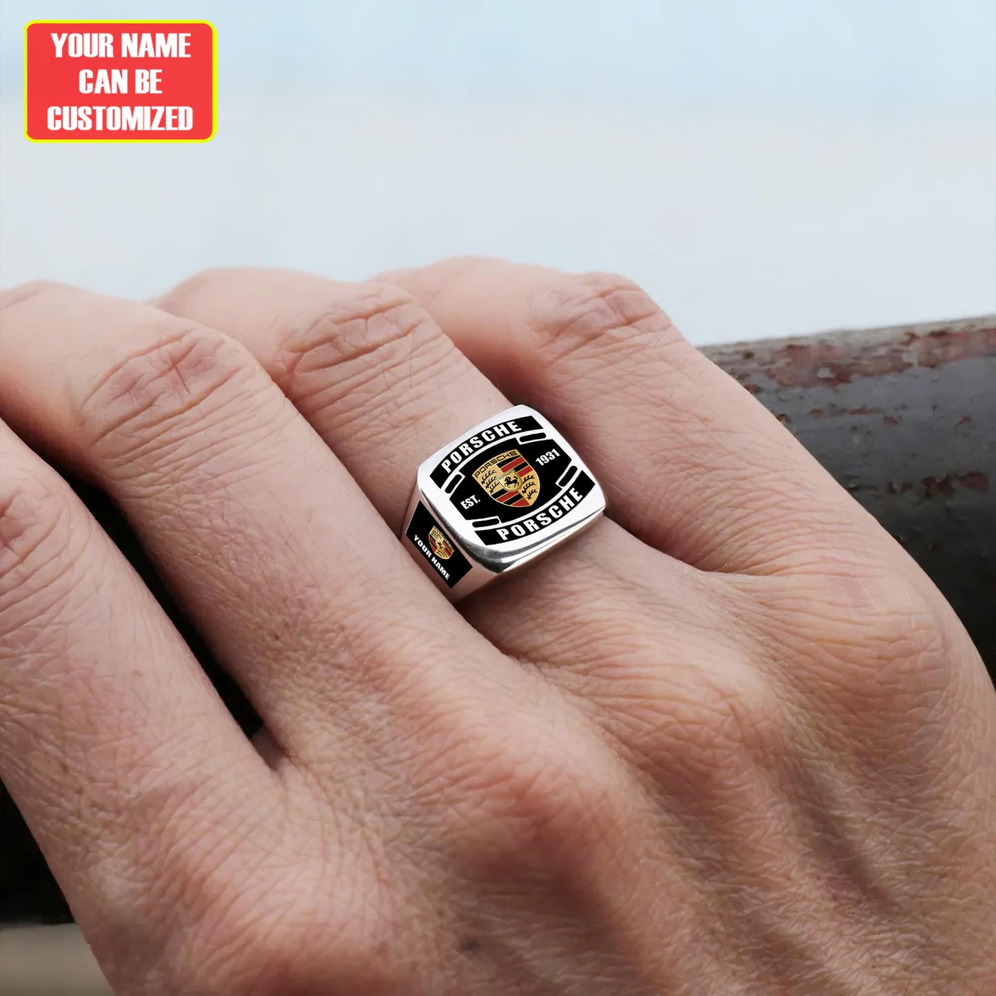 Porsche Custom Name Classic Design Ring