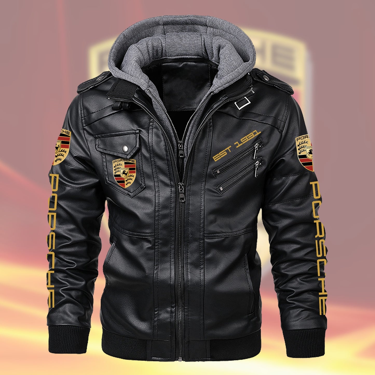 Pors Leather Jacket with Hood P031007