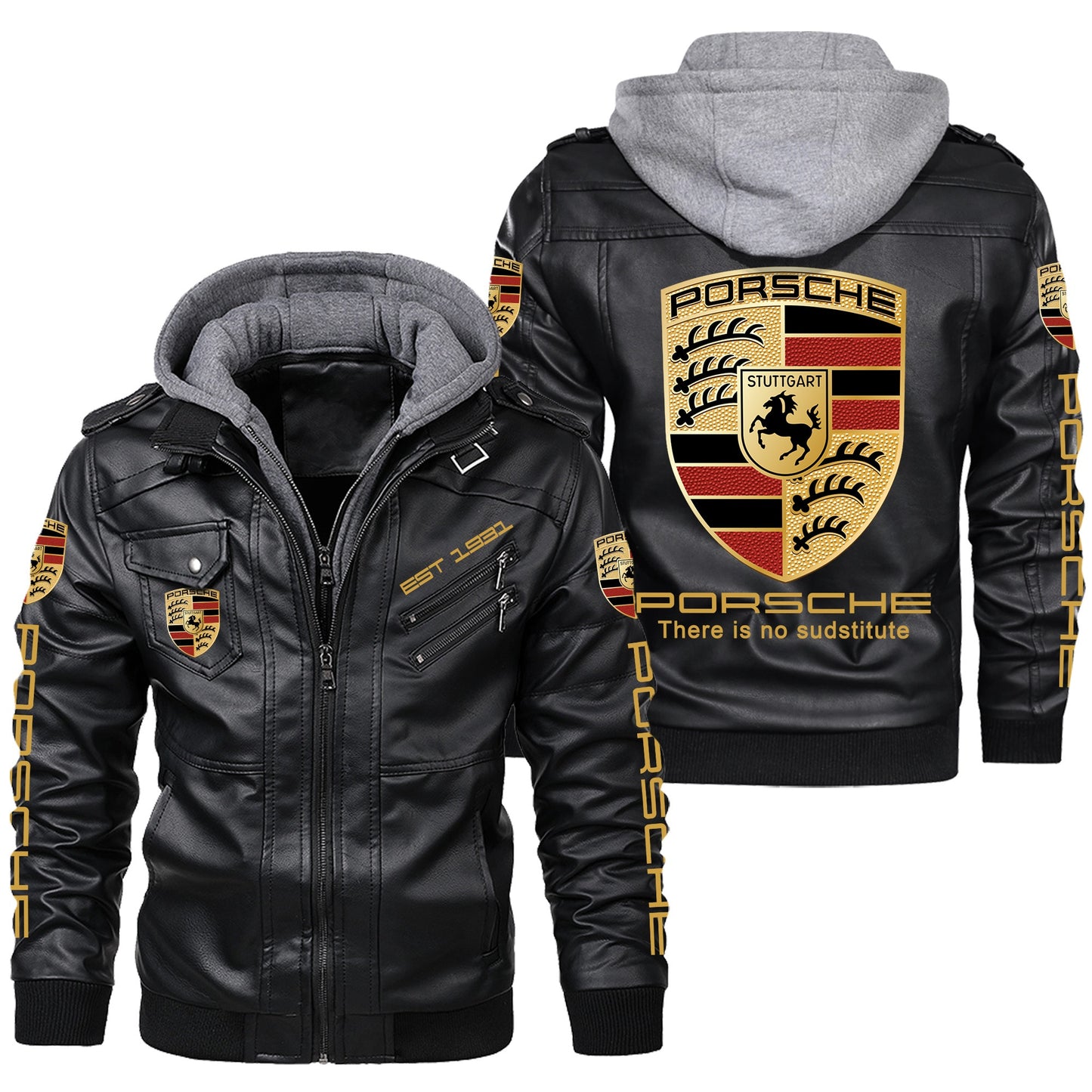 Pors Leather Jacket with Hood P031007