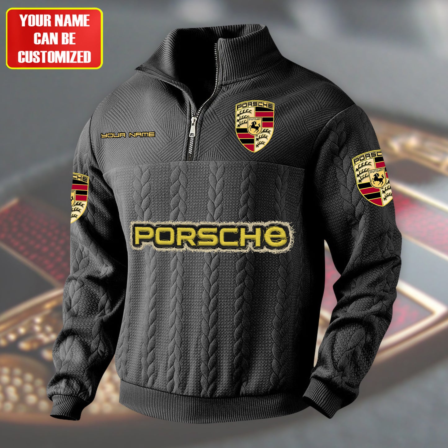 Personalized Pors Zip-Up Collar Wool Sweater