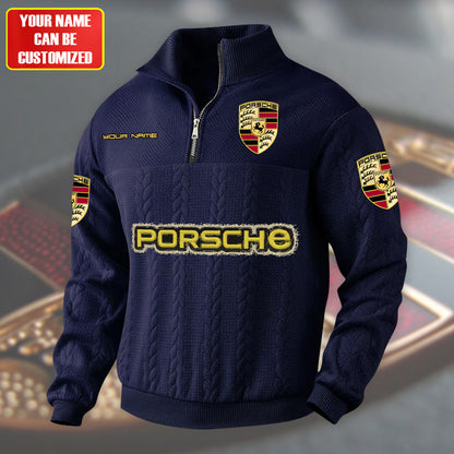 Personalized Pors Zip-Up Collar Wool Sweater