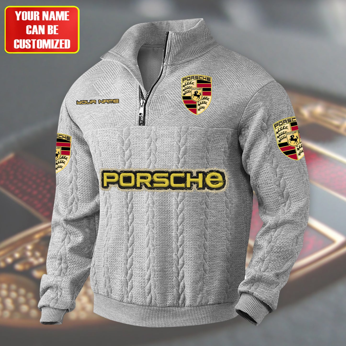 Personalized Pors Zip-Up Collar Wool Sweater