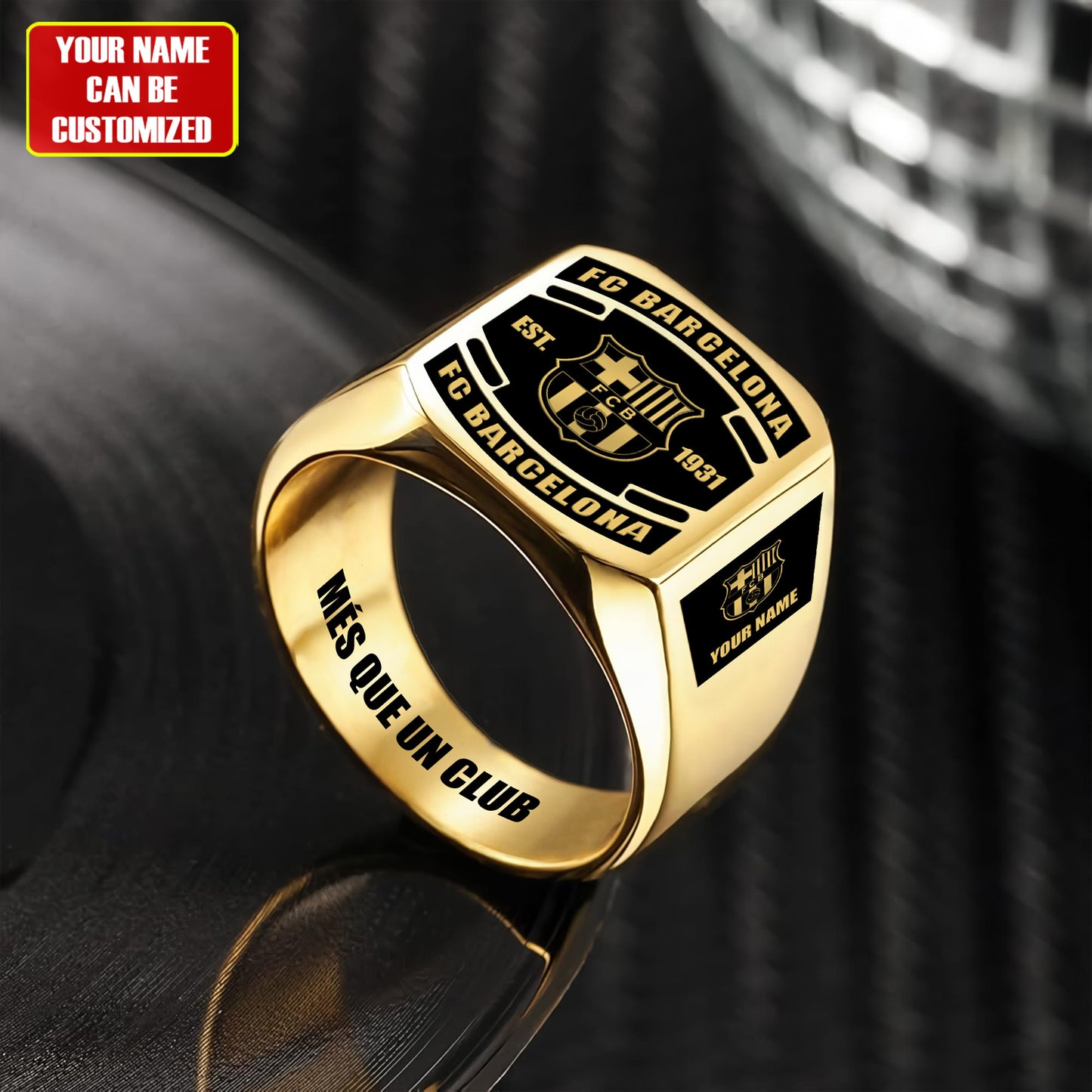 Barca FC Custom Name Classic Design Ring