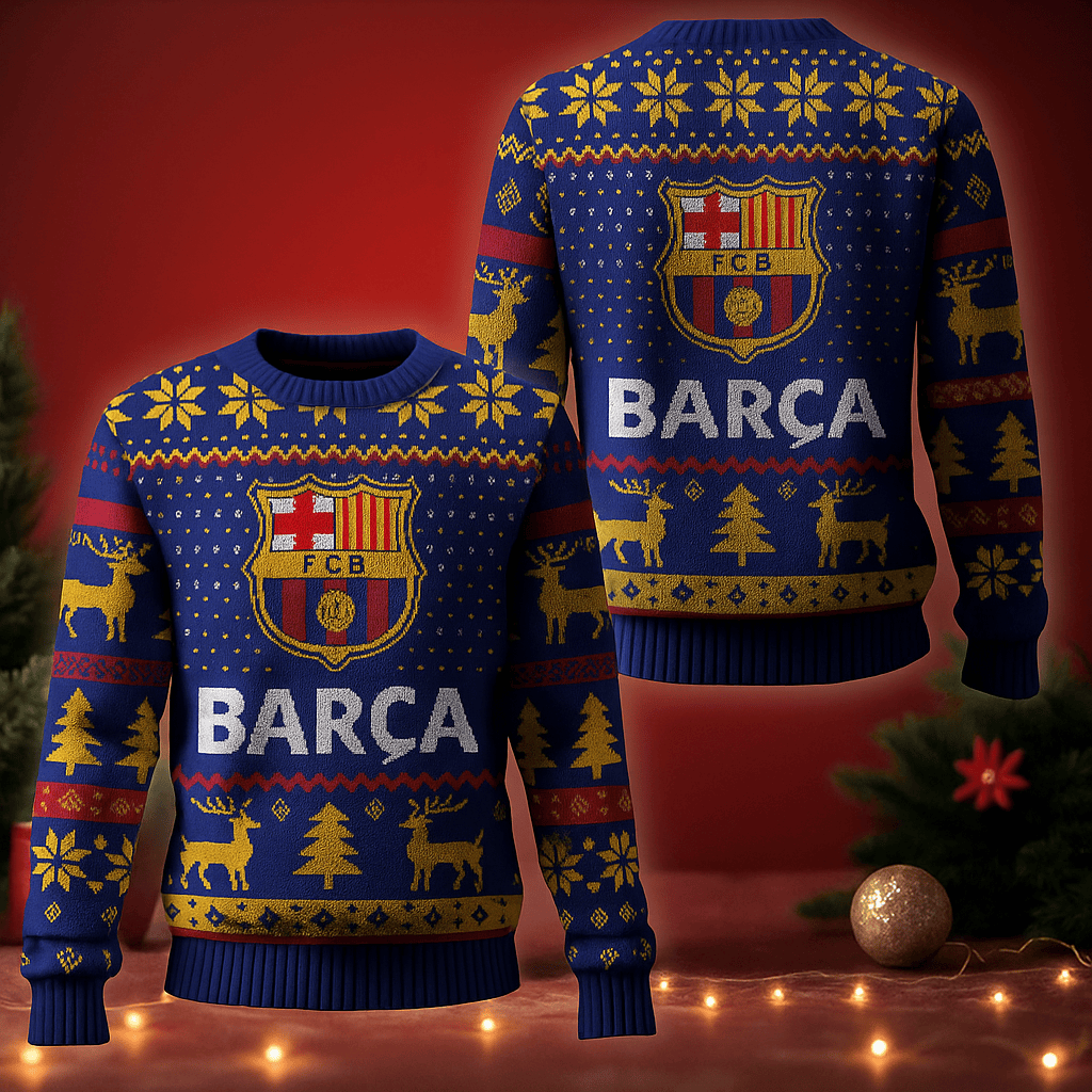 Barca Ugly Christmas Sweater , Unisex Wool Sweater