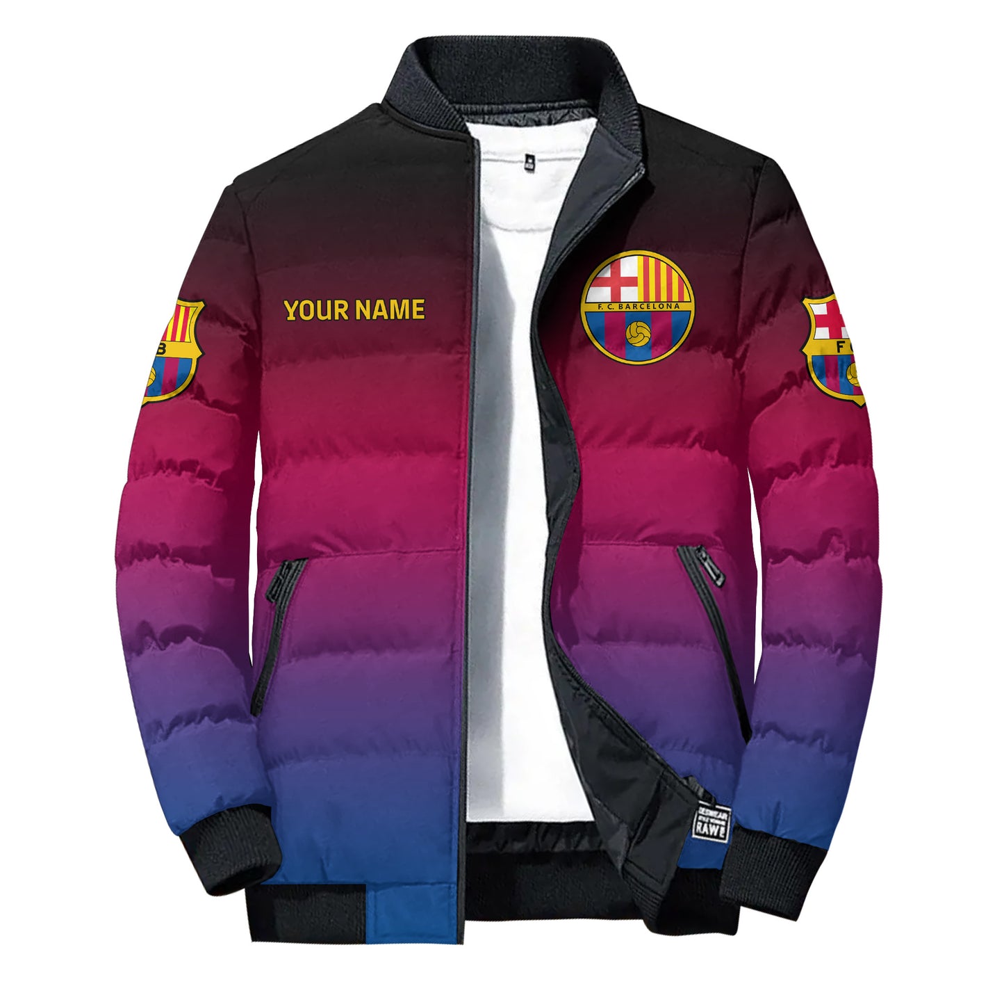 Personalized Barca gradient Puffer Jacket 3D