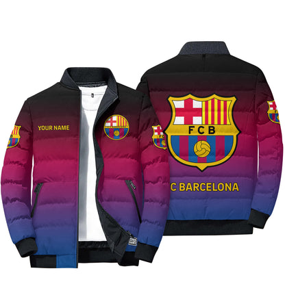 Personalized Barca gradient Puffer Jacket 3D