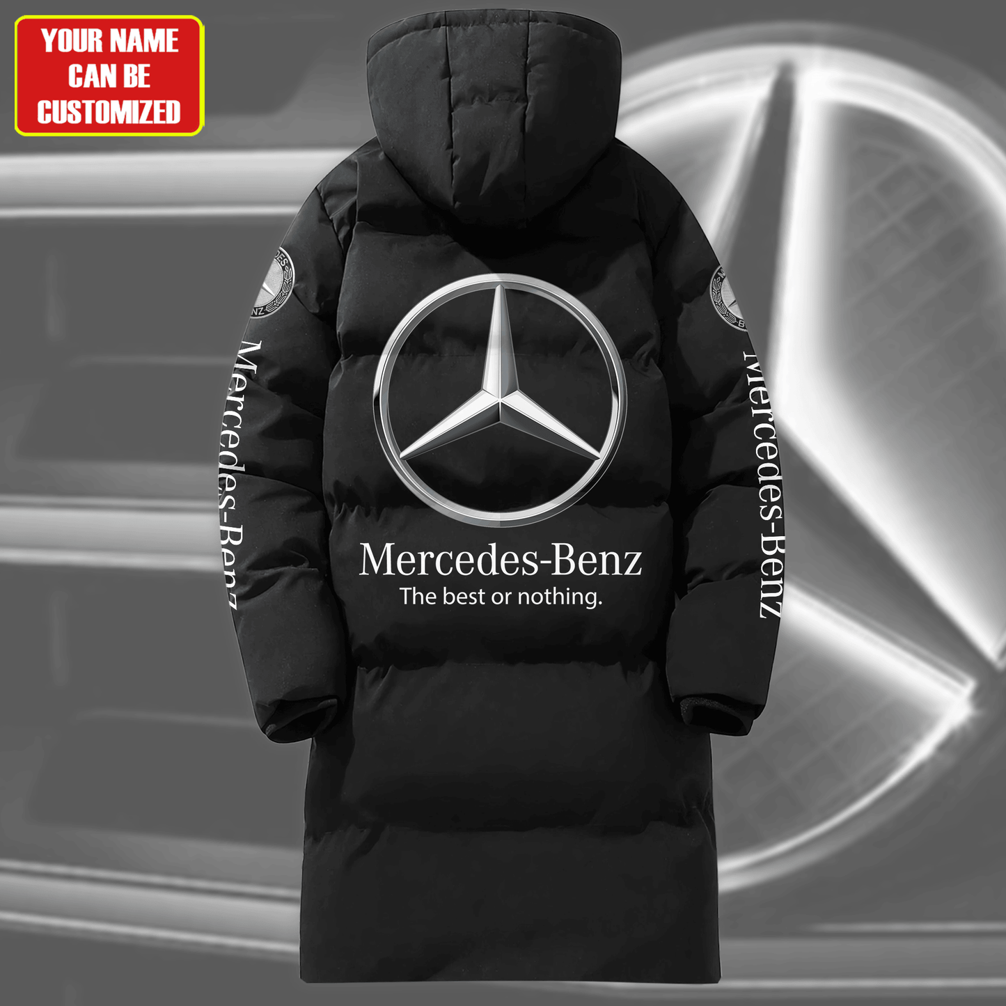 Personalized Merc Long Padded Coat , Thick And Warm , Hooded Coat