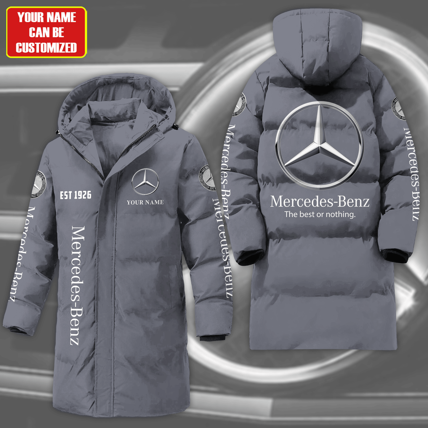 Personalized Merc Long Padded Coat , Thick And Warm , Hooded Coat