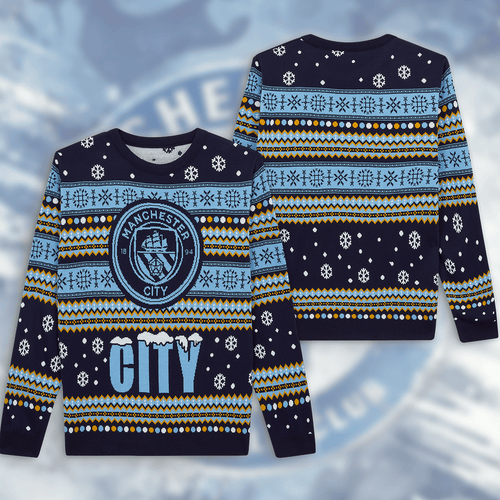 Personalized Man City Ugly Christmas Sweater , Unisex Wool Sweater