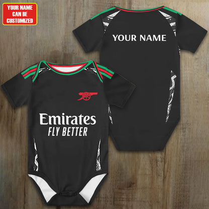 Customized Arsenal Away Soccer Jersey , Baby Rib Bodysuit Sizes V2
