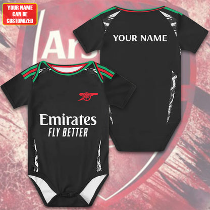 Customized Arsenal Away Soccer Jersey , Baby Rib Bodysuit Sizes V2