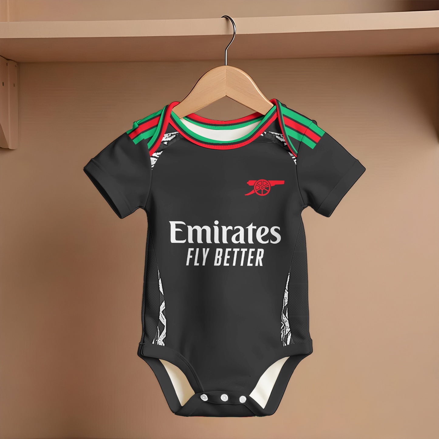 Customized Arsenal Away Soccer Jersey , Baby Rib Bodysuit Sizes V2