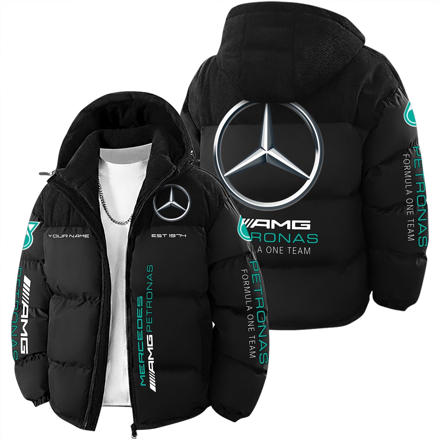Personalized Merc AMG Petronas Down Jacket With Hood