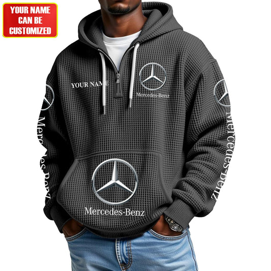 Personalized Merc Zip Checkered Fabric Hoodie Shirt
