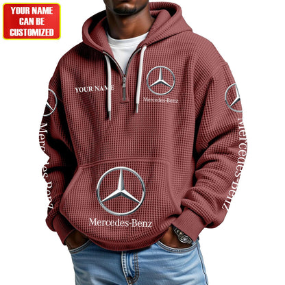 Personalized Merc Zip Checkered Fabric Hoodie Shirt