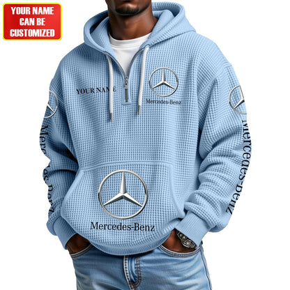 Personalized Merc Zip Checkered Fabric Hoodie Shirt
