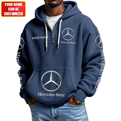 Personalized Merc Zip Checkered Fabric Hoodie Shirt