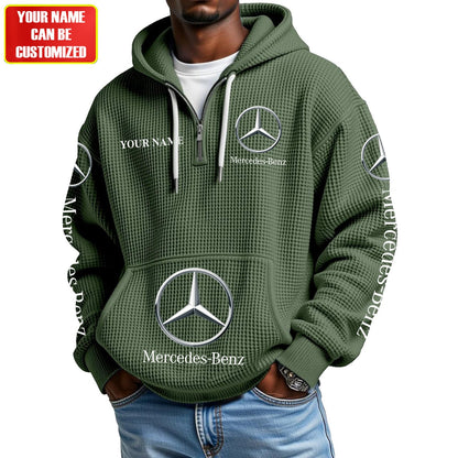 Personalized Merc Zip Checkered Fabric Hoodie Shirt