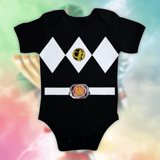 Customized Black Ranger Power Rangers Jersey , Baby Rib Bodysuit Sizes
