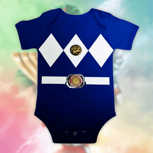 Customized Blue Ranger Power Rangers Jersey , Baby Rib Bodysuit Sizes