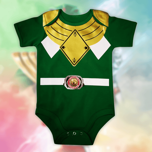 Customized Green Ranger Power Rangers Jersey , Baby Rib Bodysuit Sizes