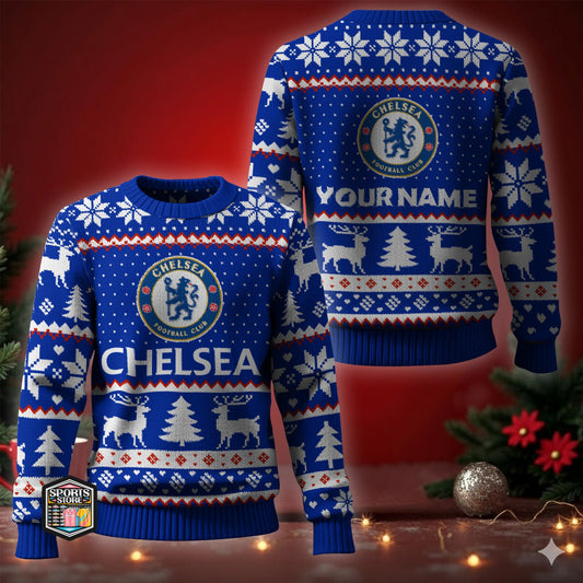 Personalized Chelsea Sport Ugly Christmas Sweater , Unisex Wool Sweater