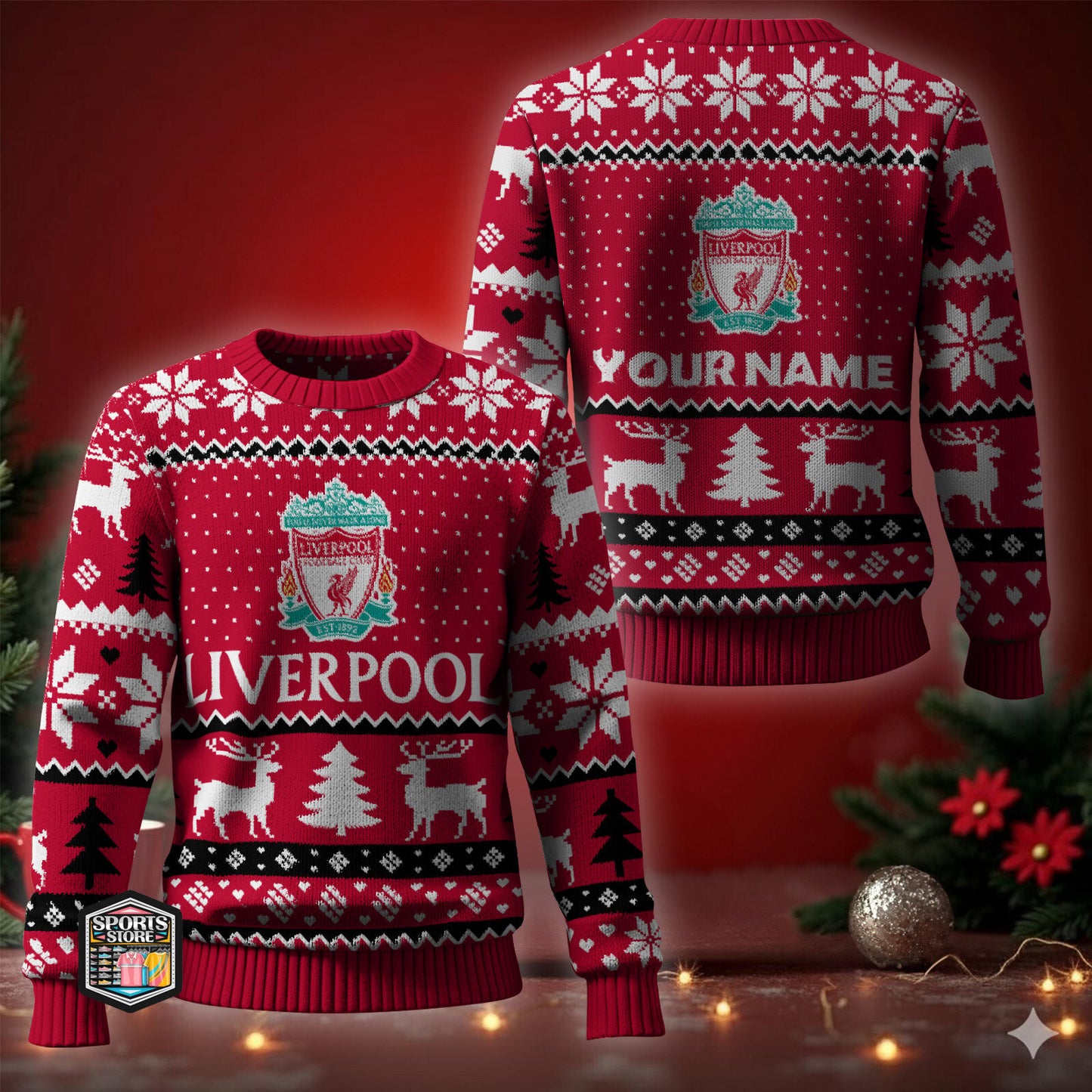 Personalized LVP Sport Ugly Christmas Sweater , Unisex Wool Sweater