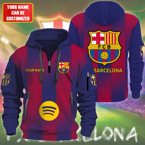 Personalized Barca FC 3D Zip-Hoodie Cotton Jacket