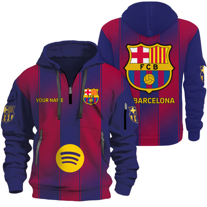 Personalized Barca FC 3D Zip-Hoodie Cotton Jacket