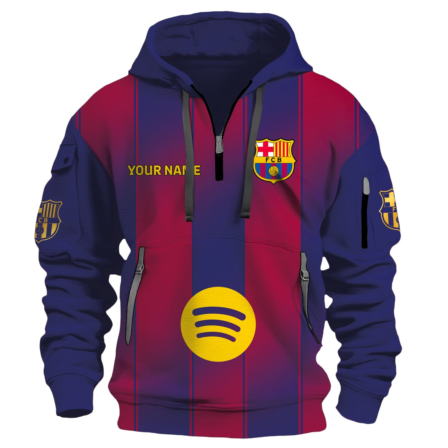 Personalized Barca FC 3D Zip-Hoodie Cotton Jacket